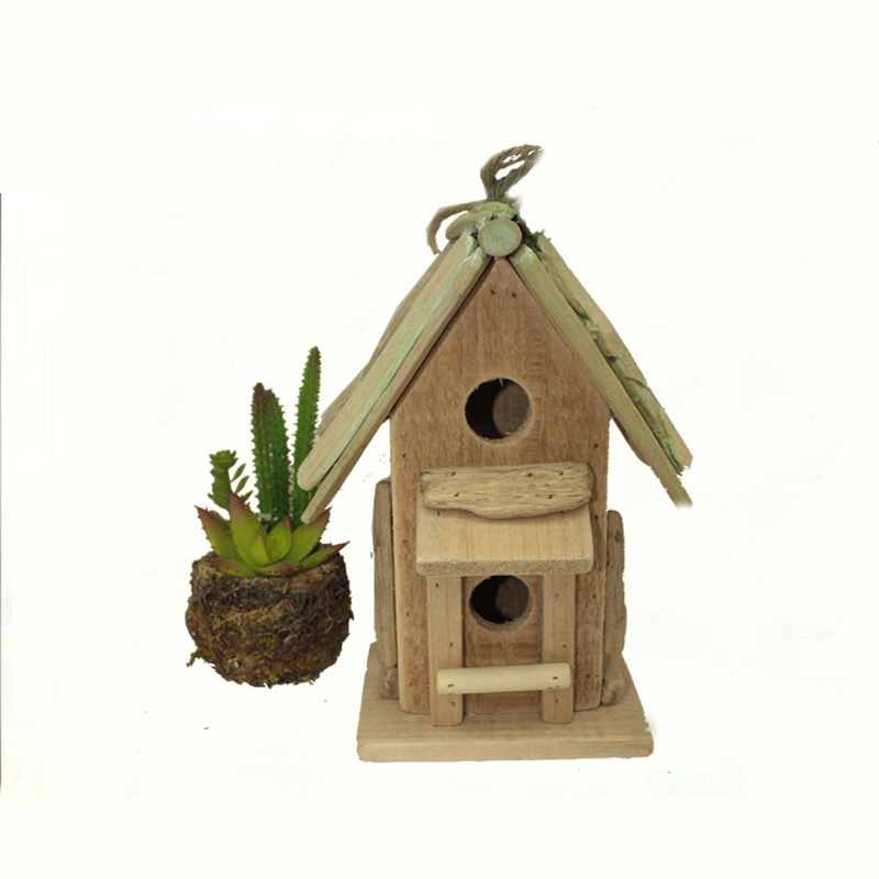 Wooden birdhouse for garden decor