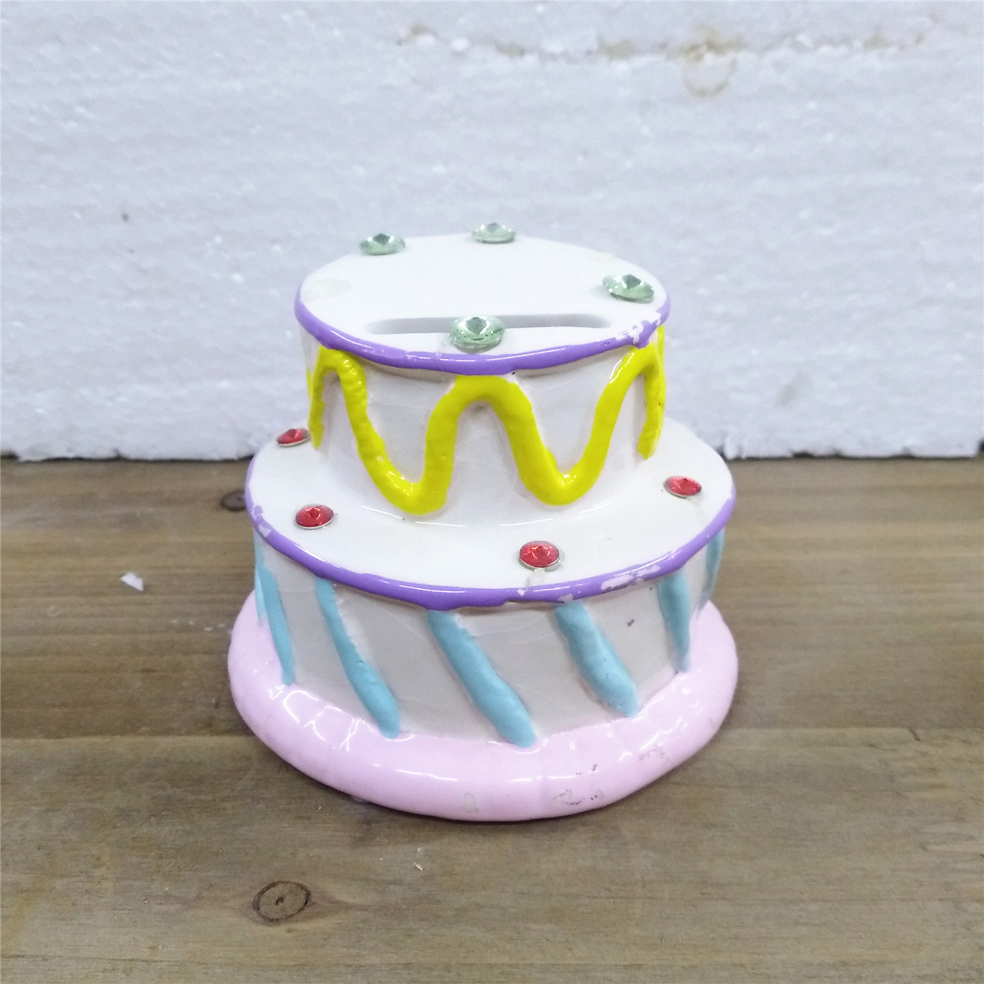 White  Birthday cream cake money bank  hand painted  lovely money bank gift for kids