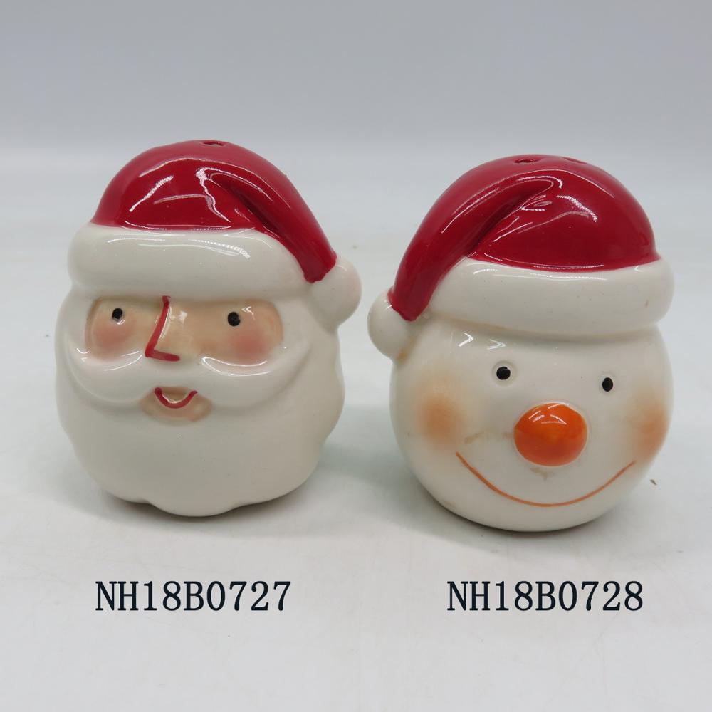 Red porcelain salt and pepper shaker Snowman salt and pepper shakers