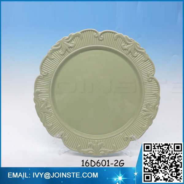 Green color ceramic plates and dishes porcelain dinner plate dinnerware