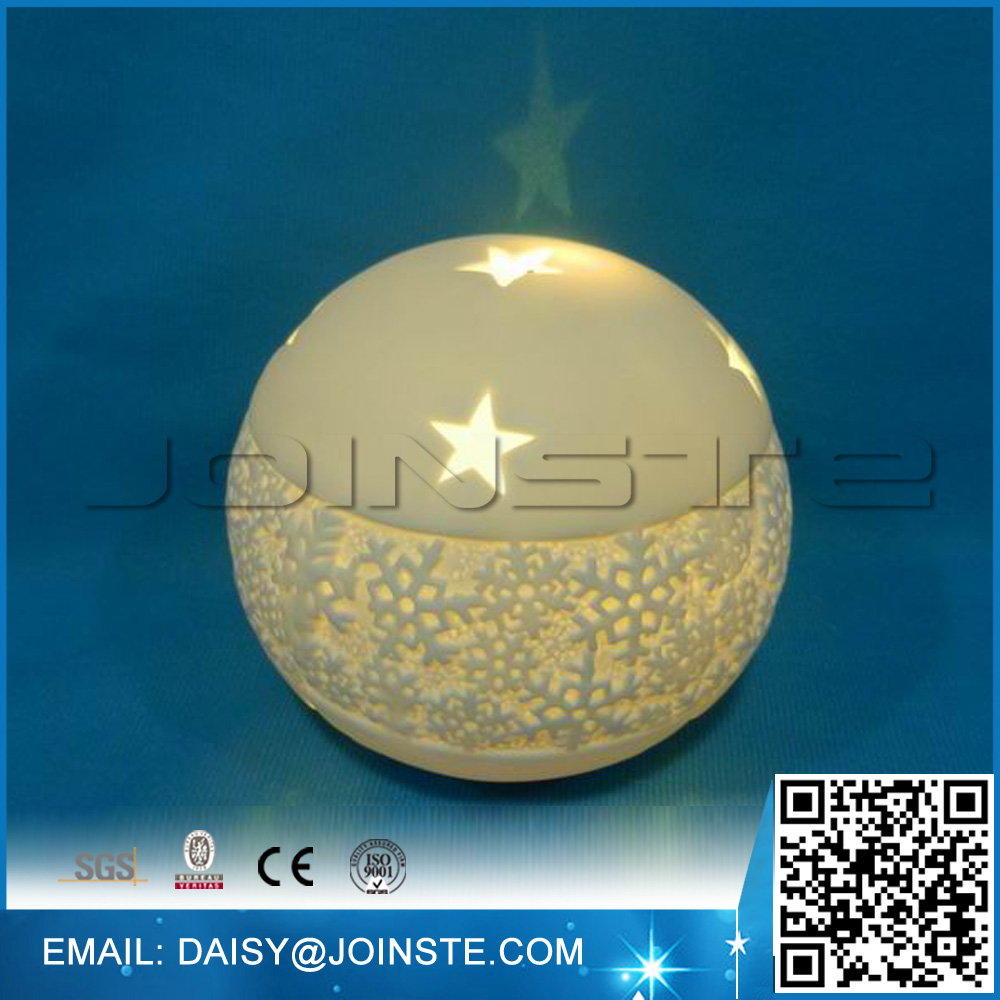 White ceramic ball with LED christmas ornament parts