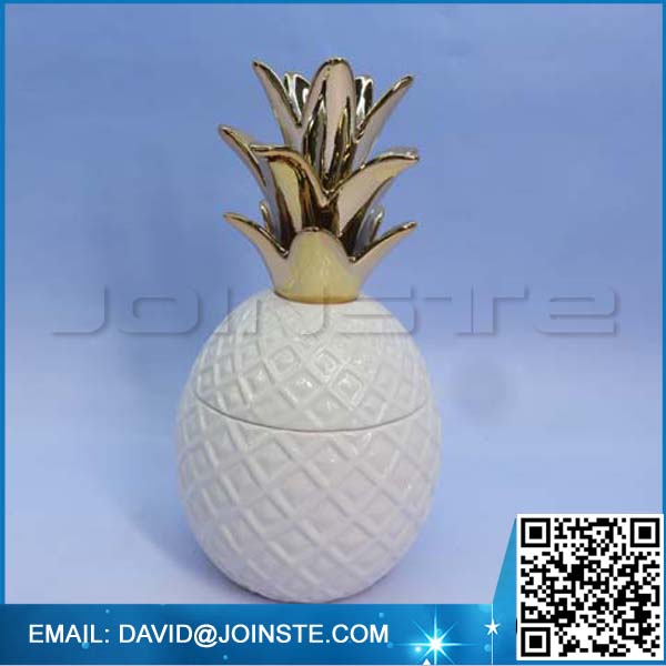 Promotional table decor ceramic pineapple cookie jar