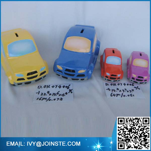 Hot sale money storage box ceramic car shaped money boxes money bank