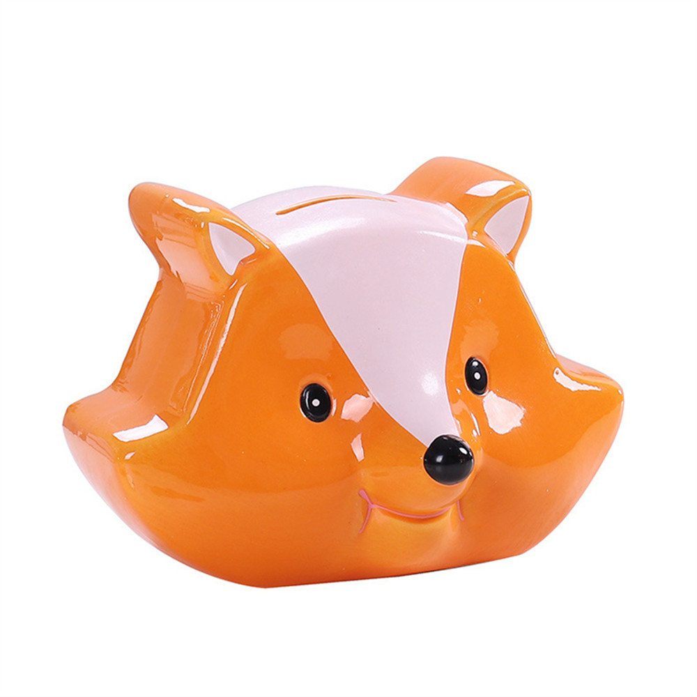 Custom  ceramic  Orange  Fox Shape Piggy Bank coin bank