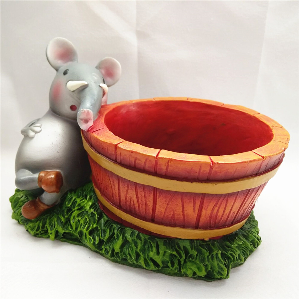 Resin animal flower pot garden succulent pot with elephant figurine