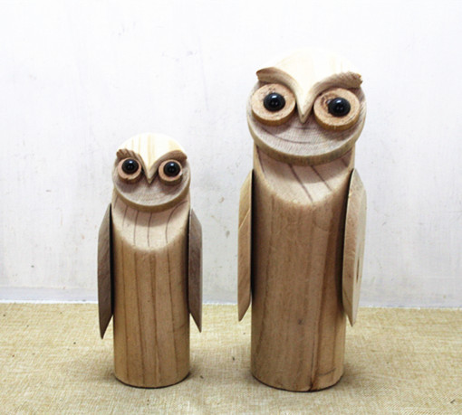 Primitive wooden log owl table top owl decoration
