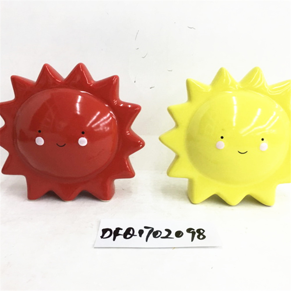Cute ceramic  sun shape  piggy bank wholesale cheap   money coin bank for kids