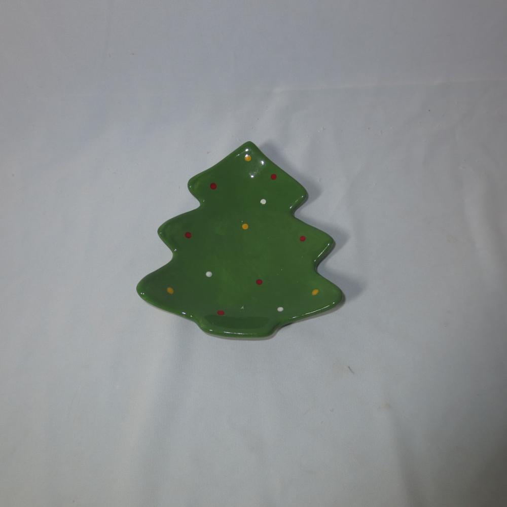Christmas tree  hand made painting candy dish and butter dish