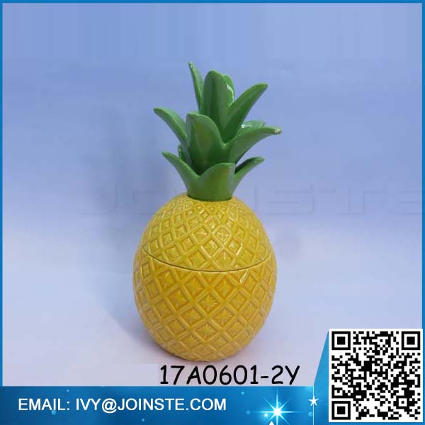 Pineapple shaped cookie jar yellow ceramic material jar cereal jar