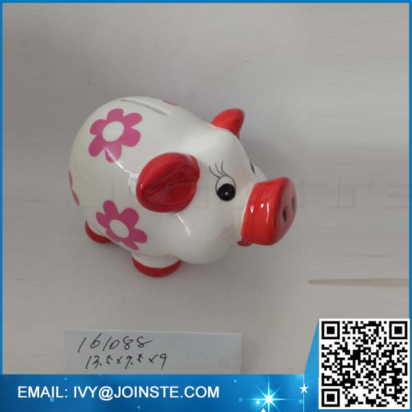 Ceramic animal saving box white pig money saving box money bank
