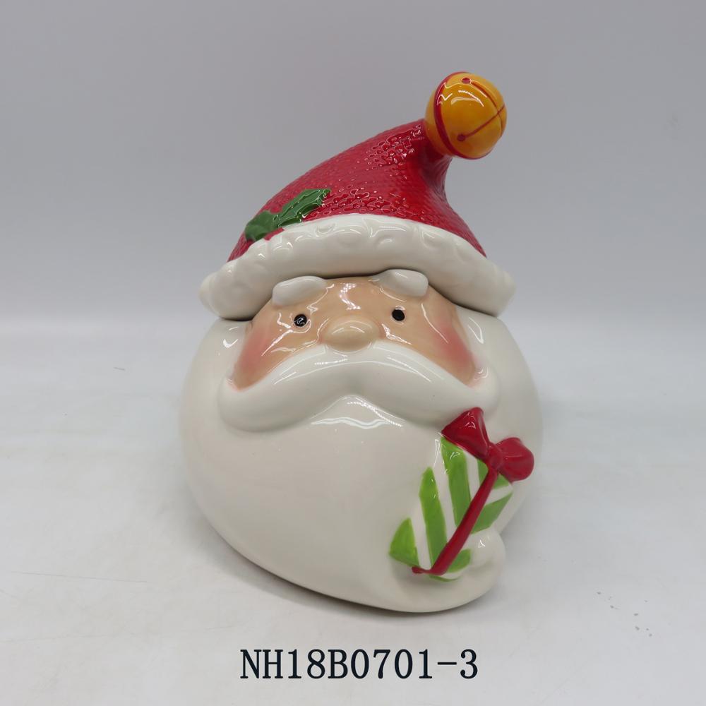Ceramic Christmas Santa claus candy cookie container canister jar