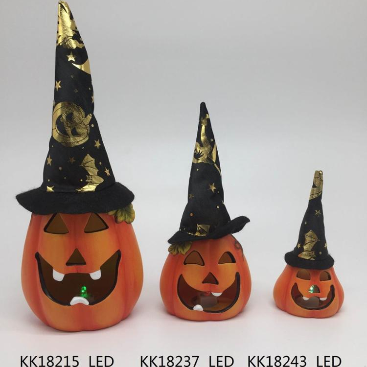Ceramic artificial halloween pumpkin/skull shape led light