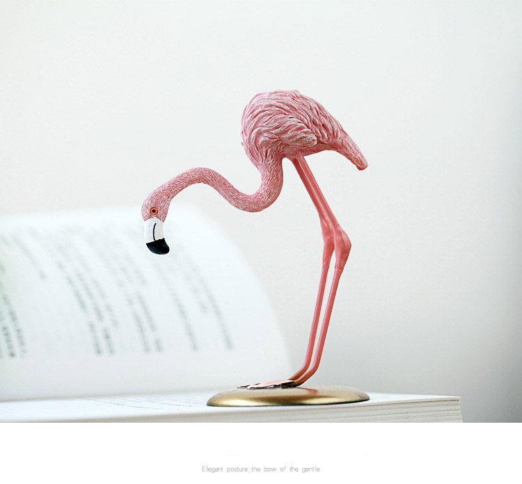 Poly resin pink standing flamingo figurine