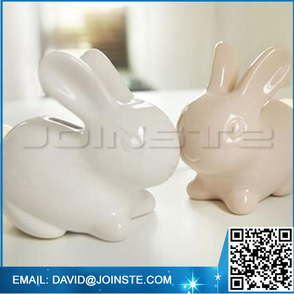 Ceramic pretty piggy bank white rabbit coin bank