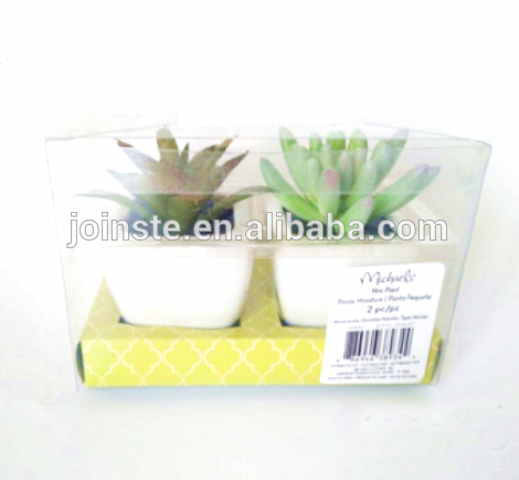 Mini artificial succulent with white ceramic potted
