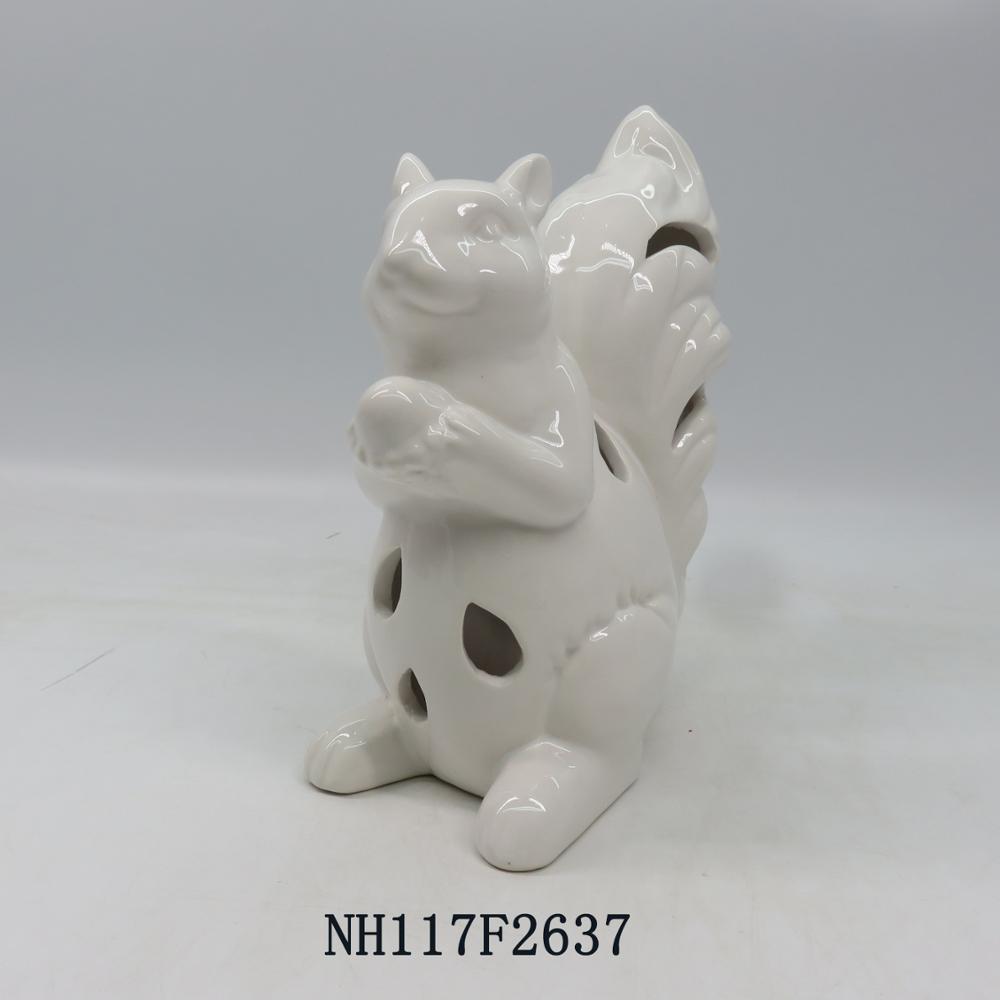 IVORY CERAMIC SQUIRREL TEA LIGHT CANDLE HOLDER