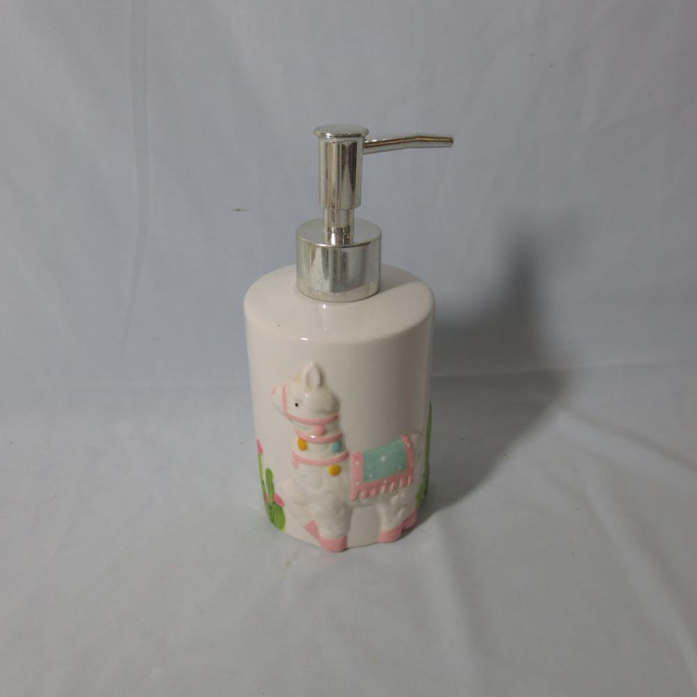 Small ceramic lotion dispenser/liquid soap dispenser holder Llama pattern