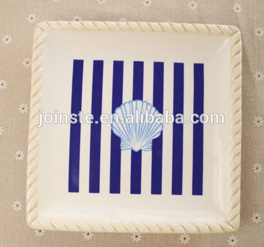 Custom square shape European style ceramic plate for candy, steak plate