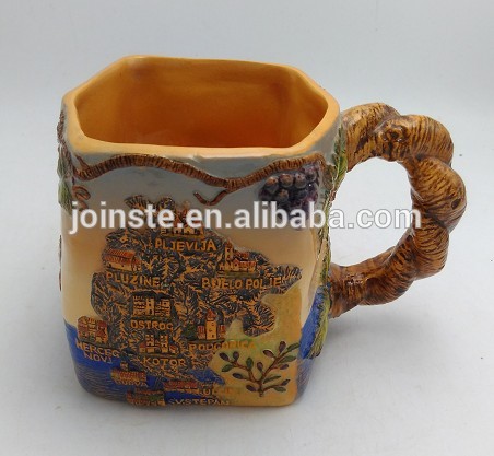 Vintage landscape pottery ceramic coffee mug