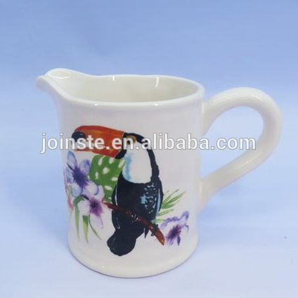Custom simple woodpecker painting ceramic tea pot milk and coffee jar