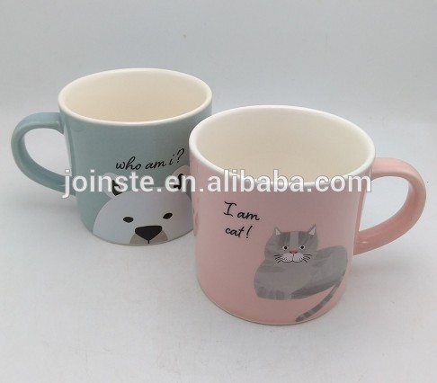 Customized cute animal ceramic milk mug with handle