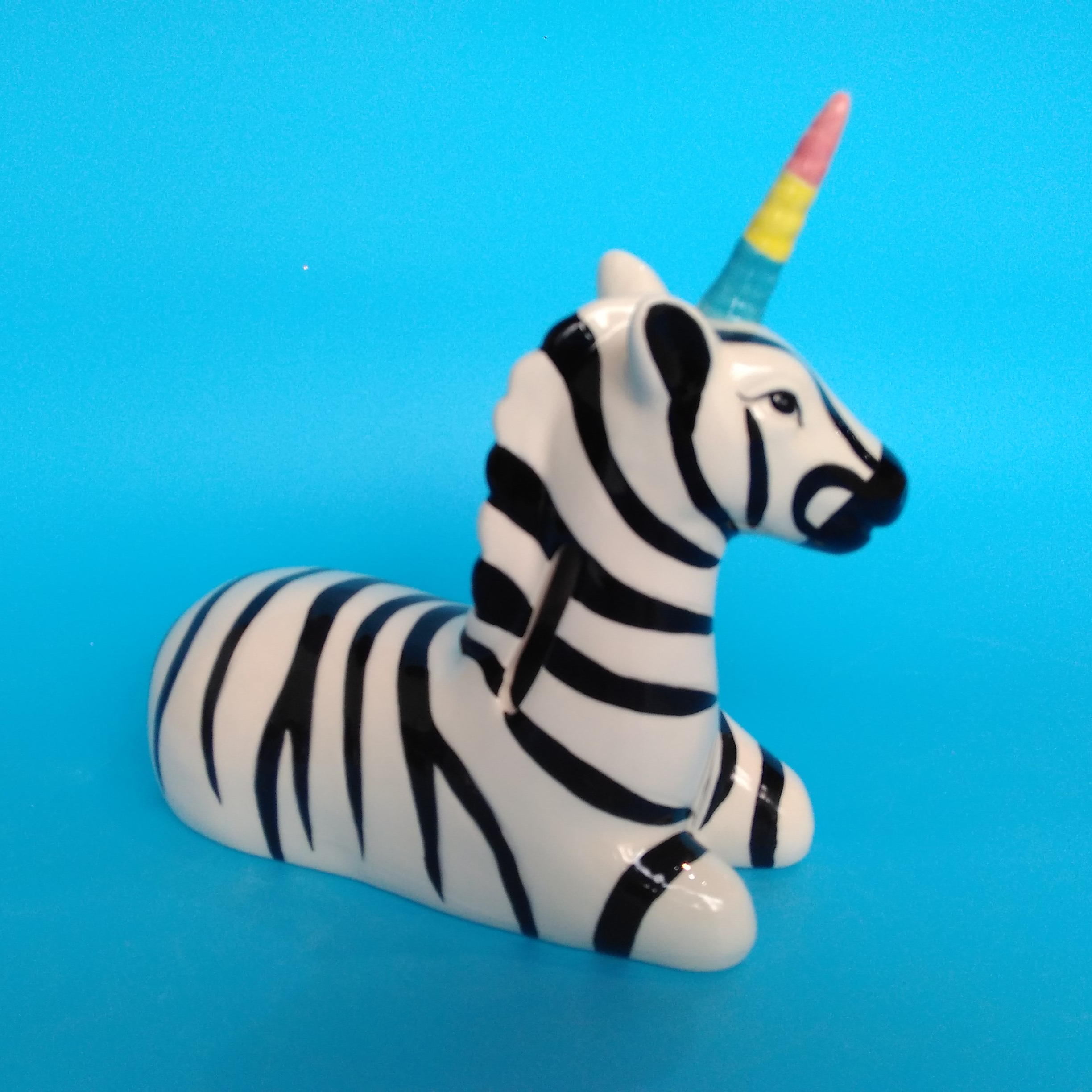 Zebra with Unicorn Ceramic Piggy Bank, Coin bank, Money box