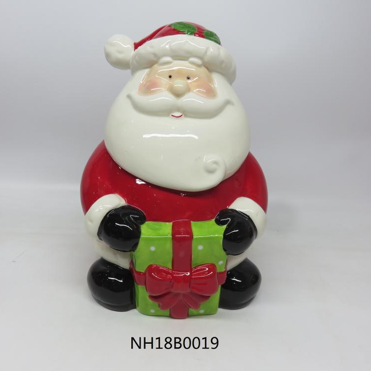 christmas santa design ceramic cookie jar,ceramic storage jar,ceramic candy jar