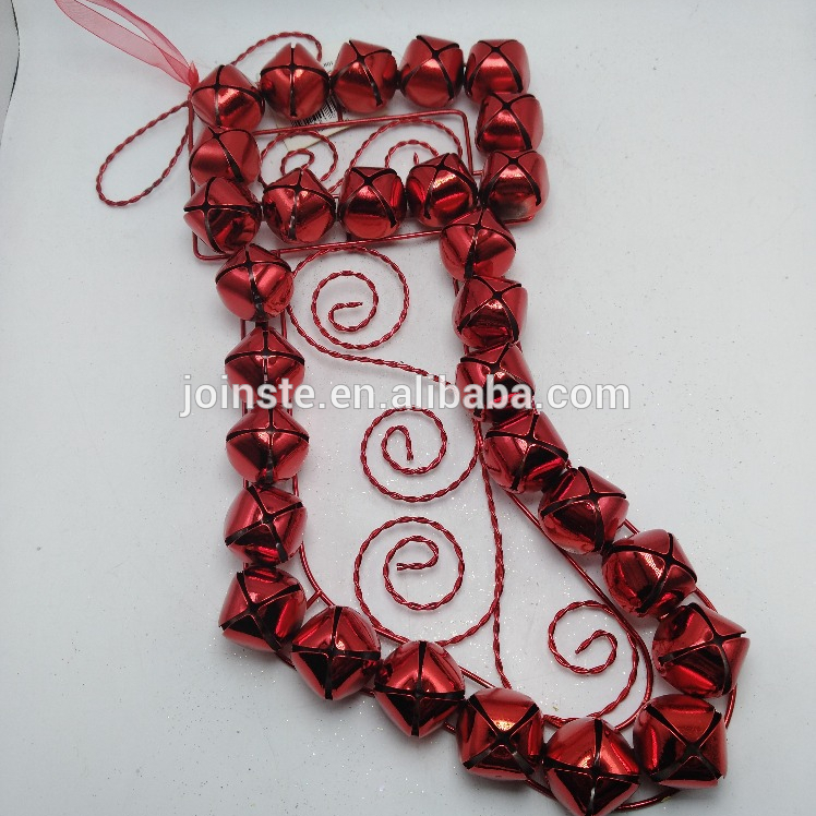 Custom red jingle bell Christmas shoes shape hanging decoration metal wall decoration