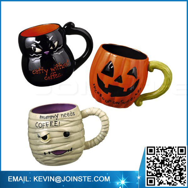 Ceramic halloween cup, Halloween mug, Pumpkin mug