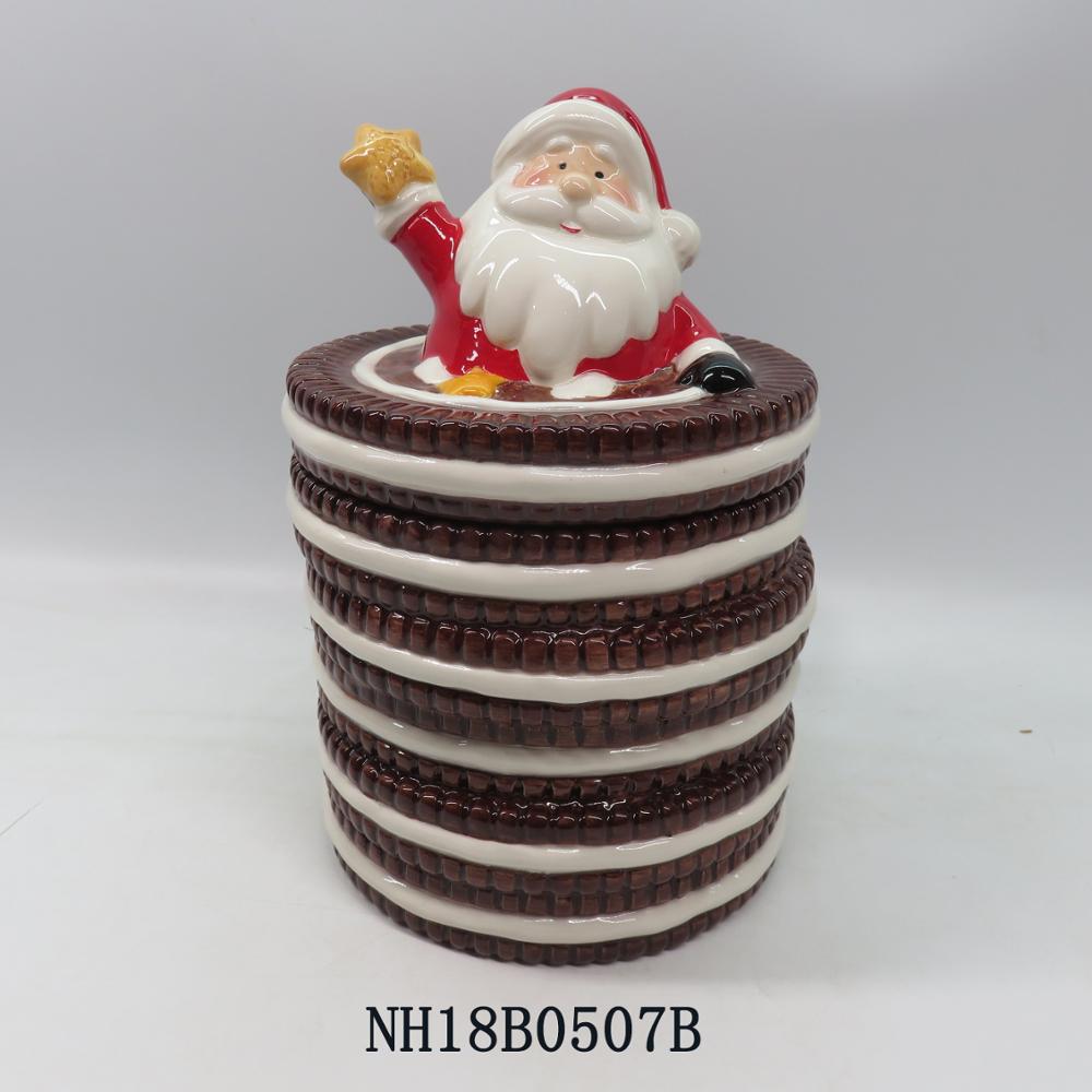 Ceramic santa claus cookie jar for 2018 Christmas decoration