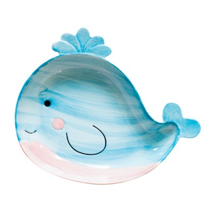 Blue ceramic children's cartoon whale plate ,whale design dishes