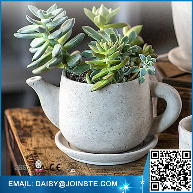 Custom cement pot, tea pot shaped Clay flower pot