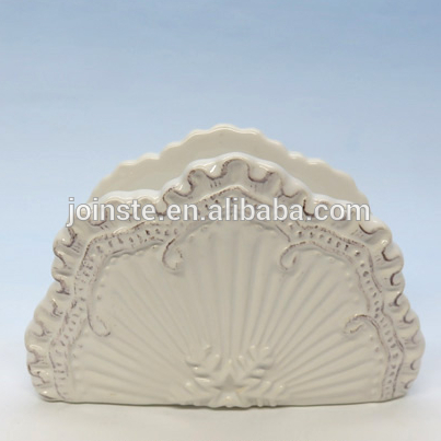 Custom white sector shape noble ceramic napkin holder high quality