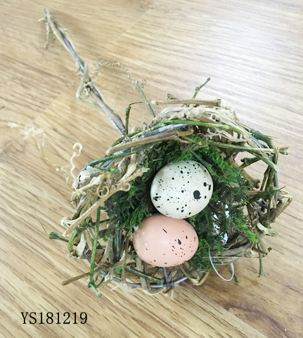 Rattan bird nest picks  with artificial egg