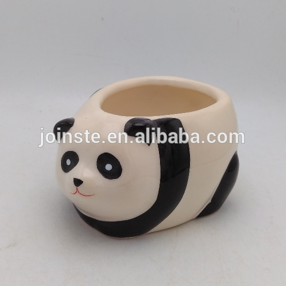 Handmade panda shaped ceramic succulent flower pot table top planters