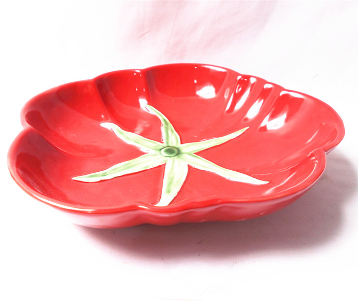 Red ceramic tomato plate ,tomato food dishes