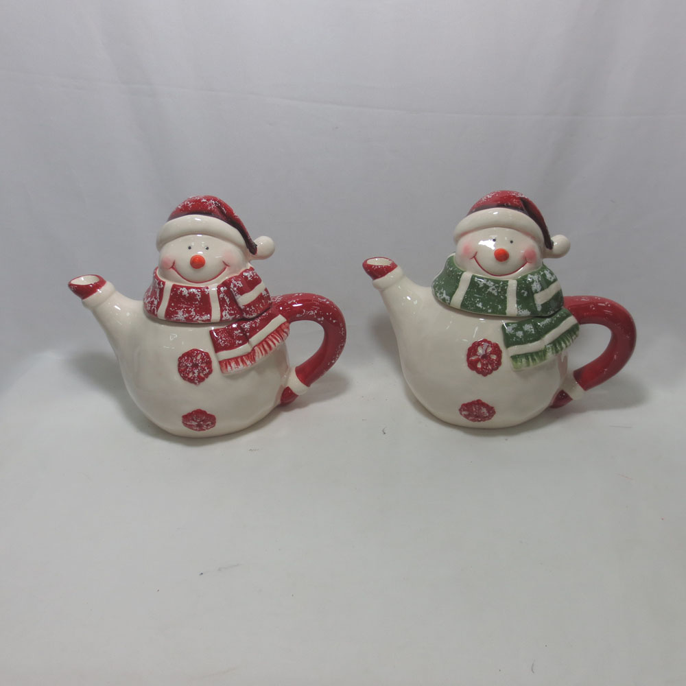 Customized white color snowman handmade painting teapot porcelain teapot