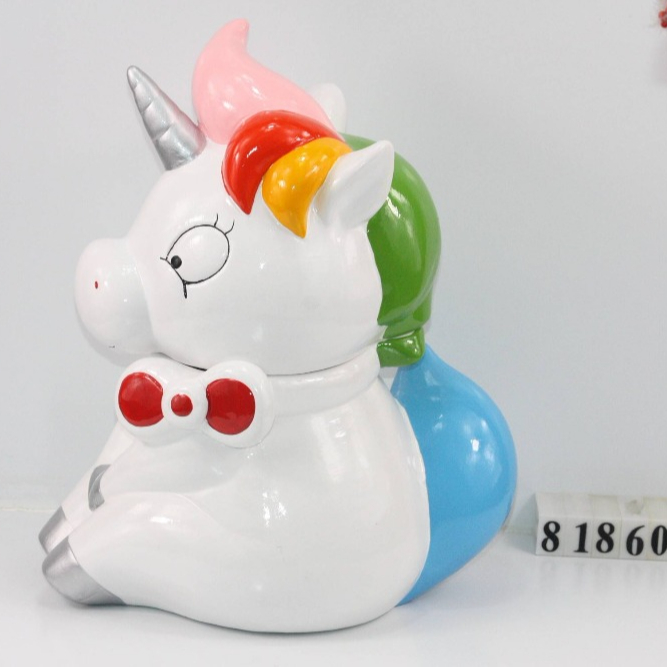 Novelty unicorn cookie jar chubby unicorn ceramic jars for food custom