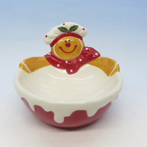 Christmas Gingerbread Man Shaped Ceramic Snack Bowl,Fruit Salad Cereal Bowl