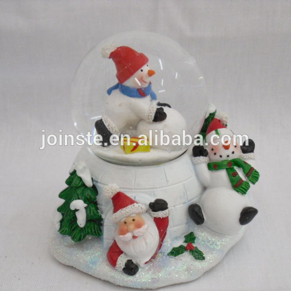 Custom resin white santa snow globe cute base Christmas home decoration