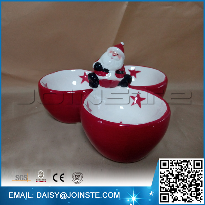 Santa 3 pieces ceramic jam bowl