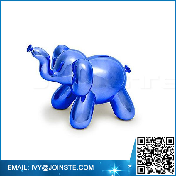 Balloon Elephant Money Bank, Cool and Unique Ceramic Piggy Bank with High-Gloss Finish, Blue