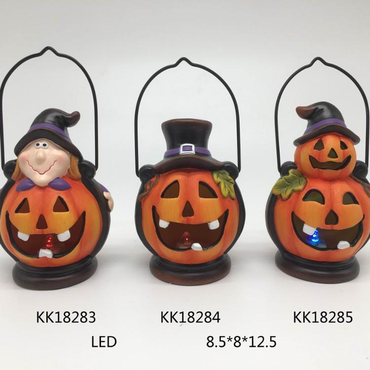 Custom accessories halloween ceramic pumpkin ghost tealight holder