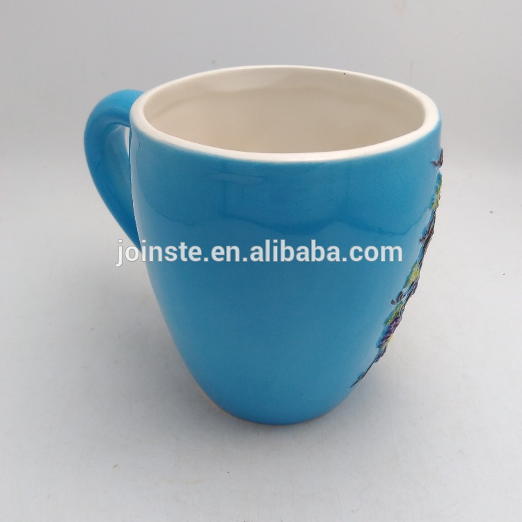 3d glazed light blue ceramic coffee mug