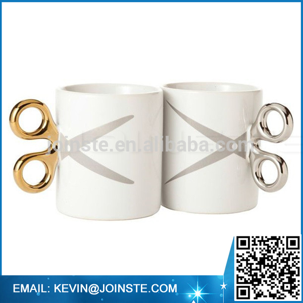 Custom Scissors ceramic mug,scissors handle mug