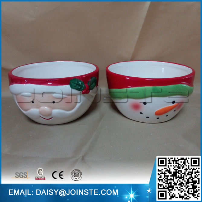 2016 christmas santa and snowman ceramic bowls
