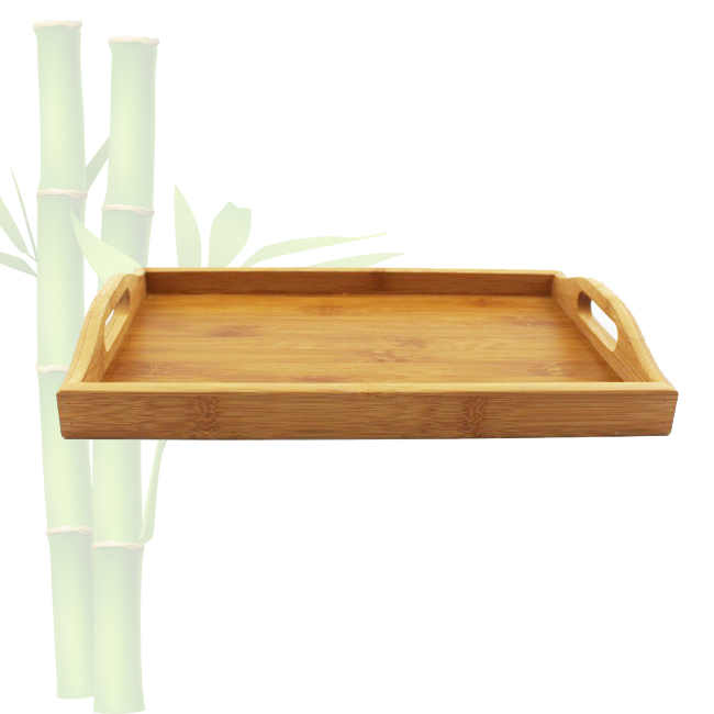 Bamboo Wood Serving Tray with Veneer Bottom, 18.75" x 13.75" x 3"