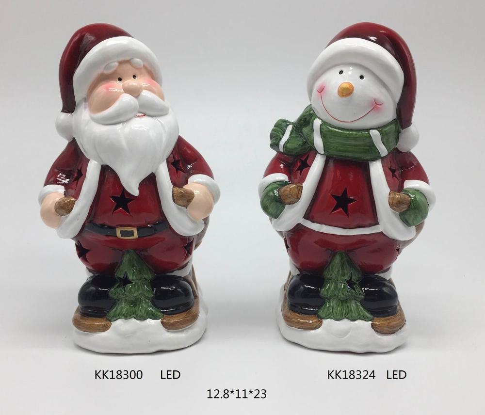 2019 Customized Red Ceramic Santa Claus Decoration LED