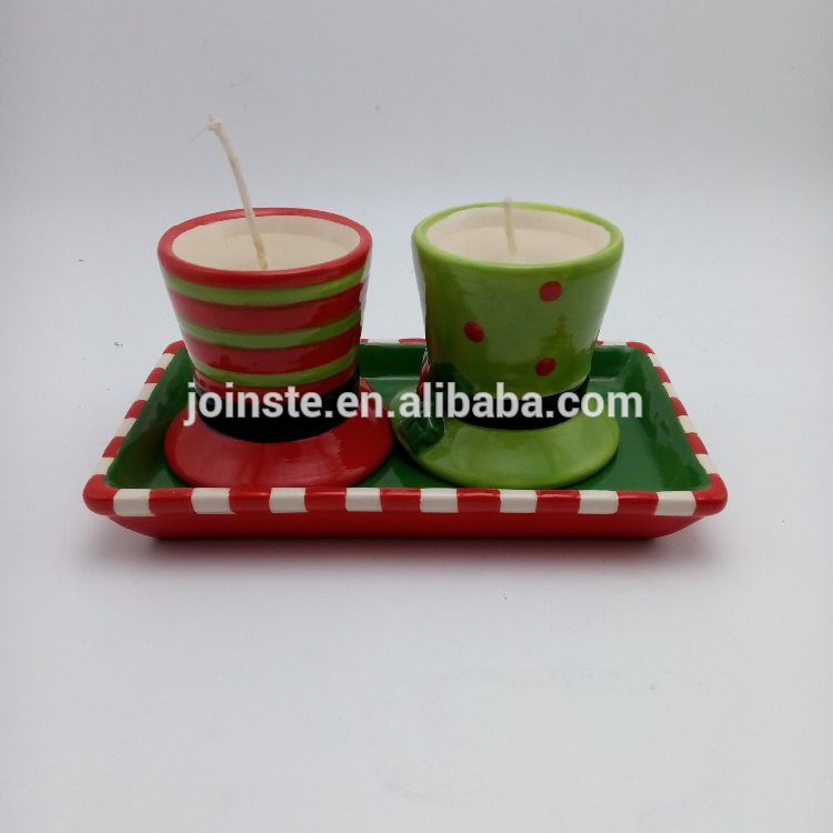 Ceramic Christmas candle holder ornament
