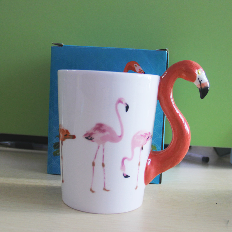 Flamingo Mug, Hand Painted Ceramic, 18 ounce Capacity coffee mug coffee cup